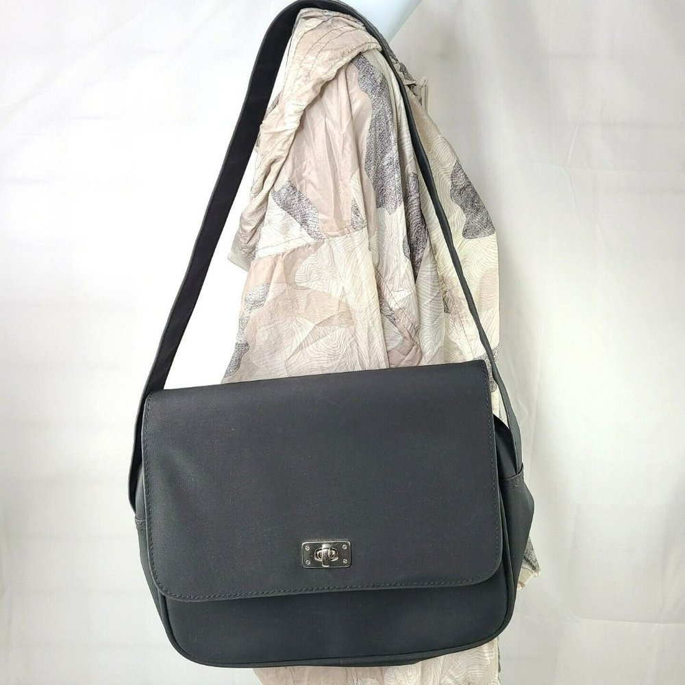 Lancome Paris Womens Single Strap Purse Tote Travel Bag Charcoal Black - Picture 1 of 10